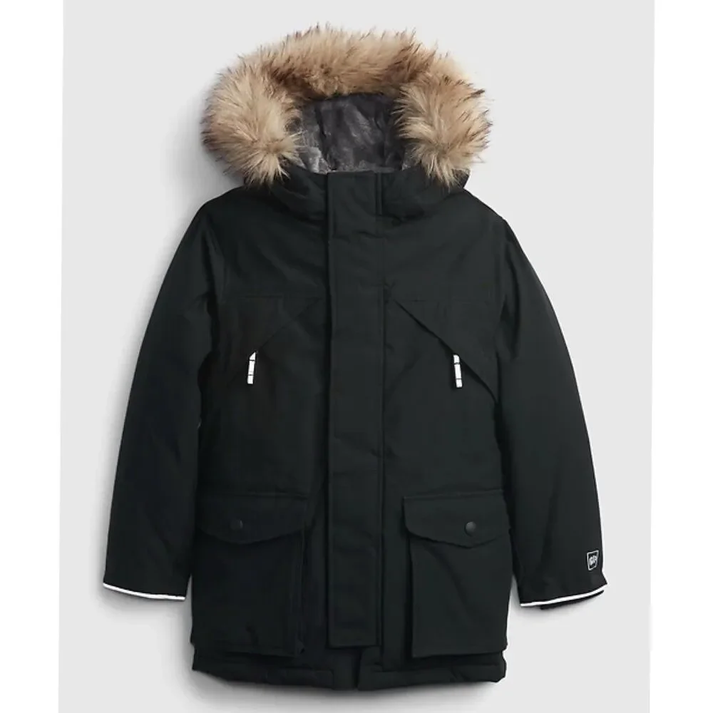 Gap Kids Boys Cold Control Ultra Max Parka Jacket Size Small (6-7) Black
